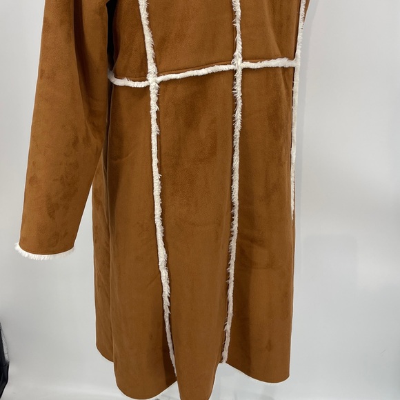 JESSICA LONDON SIZE 14W Women's Brown Faux Shearling Coat - Picture 5 of 12